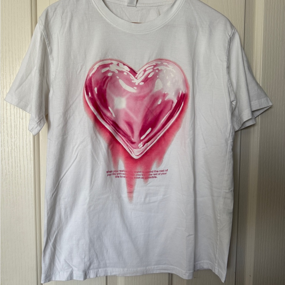 White and Pink Heart women’s  T-Shirt